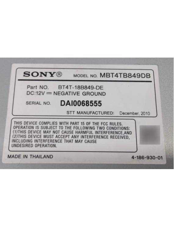 Módulo Amplificador Som Ford Edge 2008 - 2014 / Mbt4tb849db Cinza
