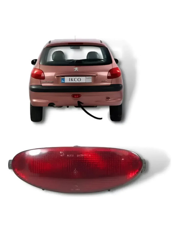 Luz Neblina Central Parachoque Traseiro 206 1999 Vermelho