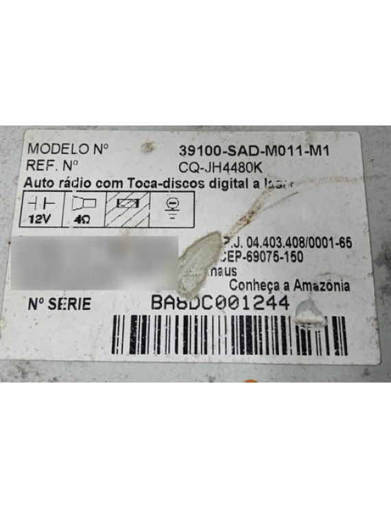 Rádio Cd Player Honda Fit 2003 2004 2005 2006 2007 2008