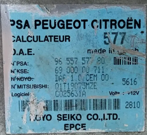 Módulo De Direção Elétrica Psa C3 2008 - 2012 / 9655757780 Prateado
