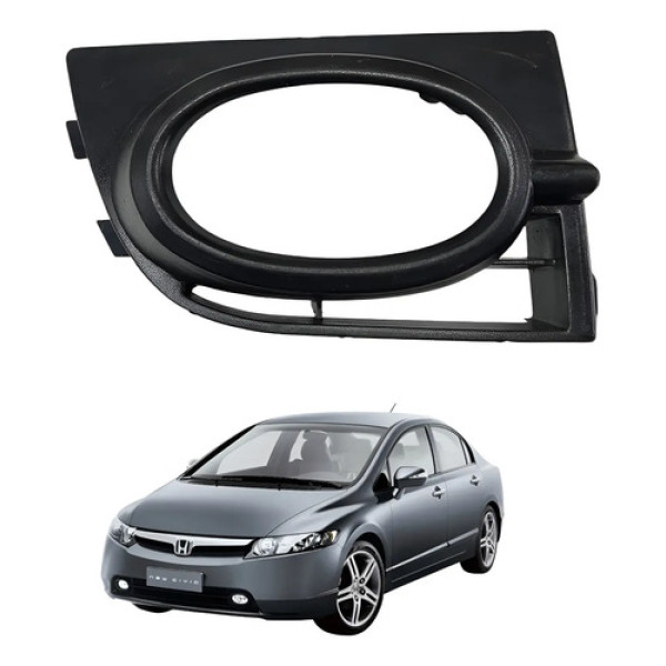 Moldura Farol Milha New Civic Esquerdo 2007 2009 2011 Preto Esquerdo