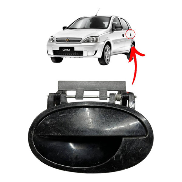 Maçaneta Externa Traseira Lado Esquerdo Gm Corsa 2003 2012 Preto