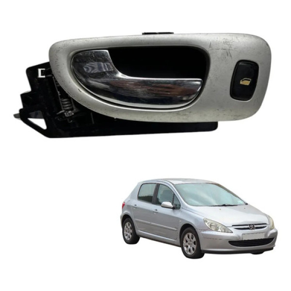 Macaneta Interna Traseira Esquerda Peugeot 307 2008 2012 Cromado (prata) Traseira