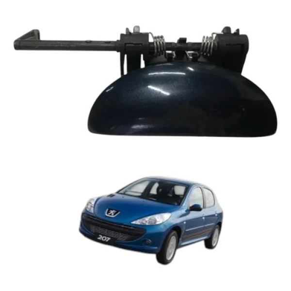 Macaneta Externa Porta Esquerda Peugeot 207 2011 2012 Manual Azul-escuro Dianteira