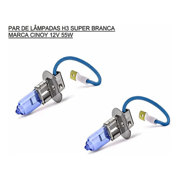 Par Lampadas Farol Automotivo H3 Super Branca 12v 55w