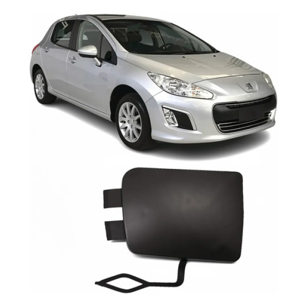 Tampa Reboque Parachoque Dianteiro Peugeot 308 2012 A 2016 Preto