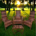 Assento De Jardim Km Móveis & Decor Cadeiras De Junco Com Mesinha Amêndoa Terracota