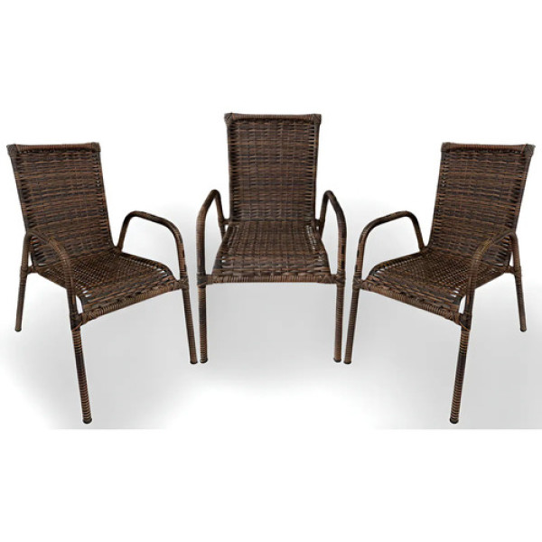 Cadeira De Jardim Km Móveis & Decor Cadeiras De Varanda 3 Romanas Amêndoa Castanho