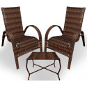 Assento De Jardim Km Móveis & Decor Cadeiras De Junco Com Mesinha Amêndoa Chocolate