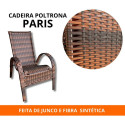 Cadeira De Jardim Paulinho Auto Peças Junco Premium Com Braços 1 Corpo 99cm X 74cm X 60cm Amêndoa Listras