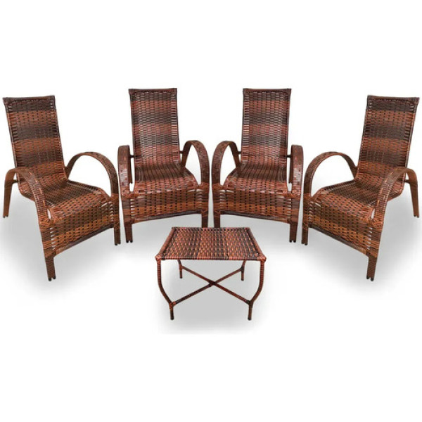 Assento De Jardim Km Móveis & Decor Cadeiras De Junco Com Mesinha Tabaco