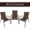 Cadeira De Jardim Km Móveis & Decor Cadeiras De Varanda 3 Romanas Amêndoa Castanho