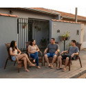 Kit 4 Cadeiras Para Jardim Area Externa Varanda Quintal Fibra Sintetica Junco Familia Piscina Festa Fernanreis Amêndoa
