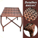 Assento De Jardim Km Móveis & Decor Cadeiras De Junco Com Mesinha Amêndoa Terracota