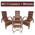 Assento De Jardim Km Móveis & Decor Cadeiras De Junco Com Mesinha Amêndoa Terracota