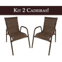 Assento De Jardim Km Móveis & Decor Cadeira De Jardim Cadeira Area Kit 2 Cadeiras De Varanda Amêndoa Castanho