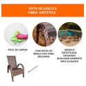 Cadeira De Jardim Paulinho Auto Peças Junco Premium Com Braços 1 Corpo 99cm X 74cm X 60cm Amêndoa Listras