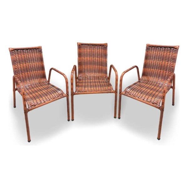 Cadeira De Jardim Km Móveis & Decor Cadeiras De Varanda 3 Romanas Amêndoa Terracota