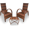 Assento De Jardim Km Móveis & Decor Cadeiras De Junco Com Mesinha Amêndoa Terracota
