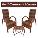 Assento De Jardim Km Móveis & Decor Cadeiras De Junco Com Mesinha Amêndoa Terracota