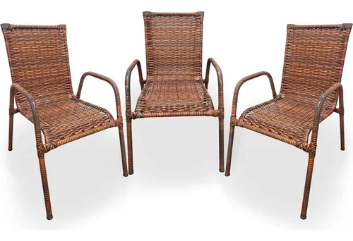 Cadeira De Jardim Km Móveis & Decor Cadeiras De Varanda 3 Romanas Castanho