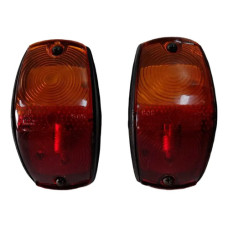 Par Lanterna Canoinha Bicolor De Uma Lampada Caminhao Vermelho/amarelo
