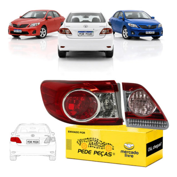 Par Lanterna Canto Tampa Toyota Corolla 2012 A 2014 S/led Le Esquerdo/motorista Vermelho/rosa