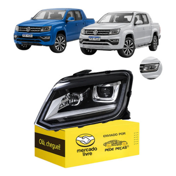 Farol Amarok V6 2017 2018 2019 A 2023 C/led C/ Projetor Le Esquerdo/motorista