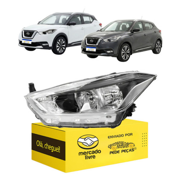 Farol Esquerdo Nissan Kicks 2017 18 19 20 2021 Manual S/led Esquerdo