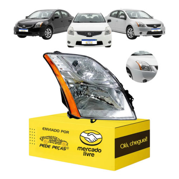 Farol Nissan Sentra 2010 A 2013 S Sl Se Cromado Novo Ld Direito/passageiro