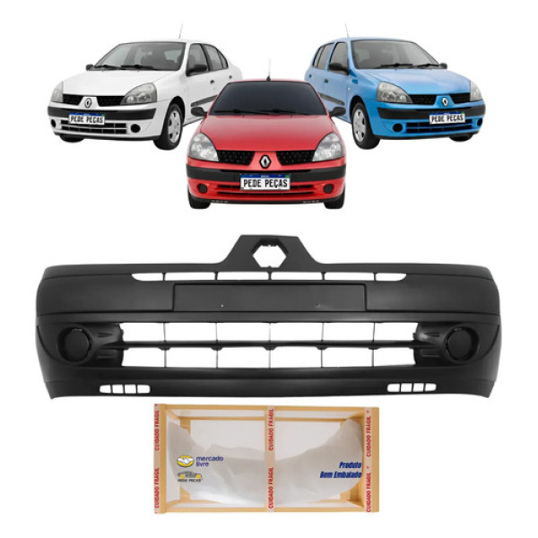 Parachoque Renault Clio 2003 A 2006 C/moldura Texturizada Preto Liso E Texturizado