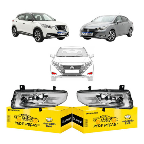 Par Farol Milha Nissan Kicks 2017 A 2021 Versa 2022 A 2026 Cristal Par