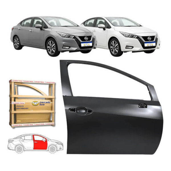 Porta Dianteira Nissan Versa 2021 2022 2023 A 2026 Ld Dianteira Direito Preto