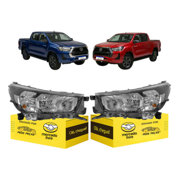Par Farol Toyota Hilux Sr Srv Std 2021 A 2025 Sem Led Manual Ambos Lados