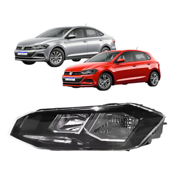 Farol Volkswagen Polo Virtus 2018 A 2022 Friso Preto Le Esquerdo/motorista