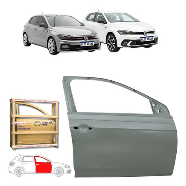 Porta Dianteira Direita Volkswagen Polo Gts 2017 18 A 2026 Dianteira Direito Cinza Para Pintura