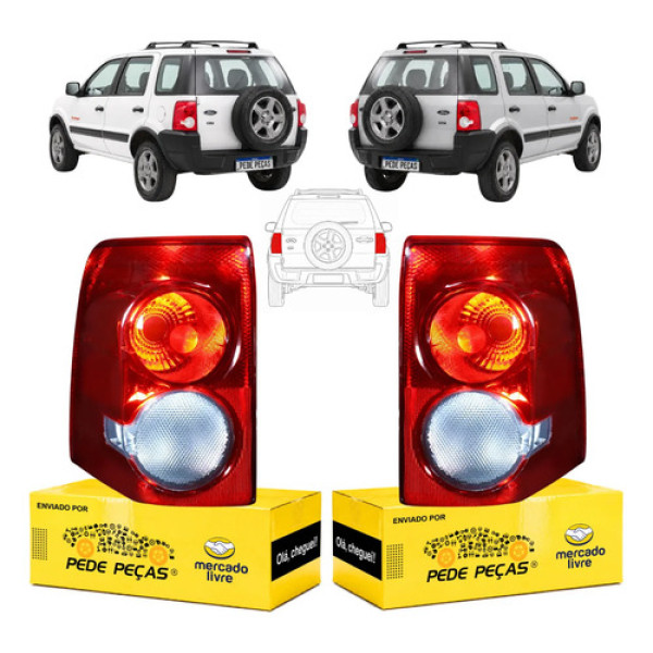 Par Lanterna Sinaleira Ford Ecosport 2008 A 2012 Freestyle Ambos Lados Vermelho