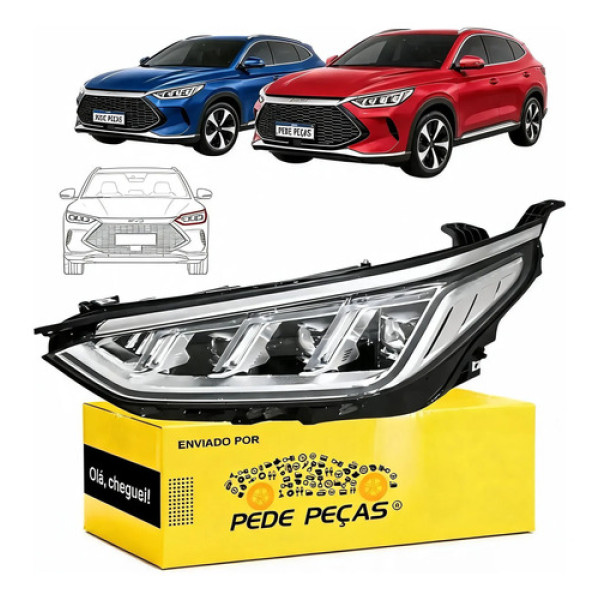 Farol Byd Song Plus 2023 2024 2025 Full Led L.e Esquerdo/motorista