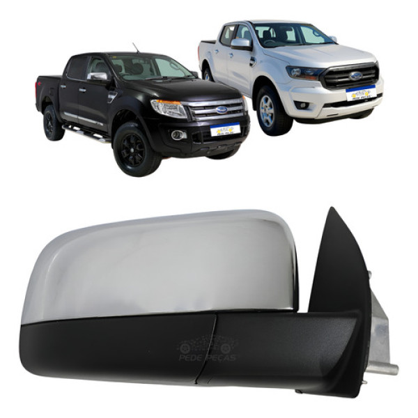 Retrovisor Direito Elétrico Ford Ranger 2013 A 2022 Cromado Direito