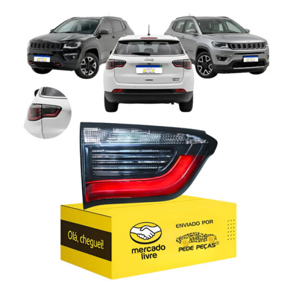 Sinaleira Lanterna Tampa Jeep Compass 2017 18 19 20 2021 L.e Esquerdo/motorista Preto/vermelho/cristal