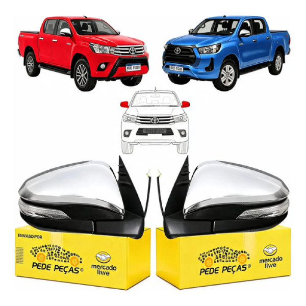 Par Retrovisor Toyota Hilux 2016 17 A 2026 Elétrico 5 Fios