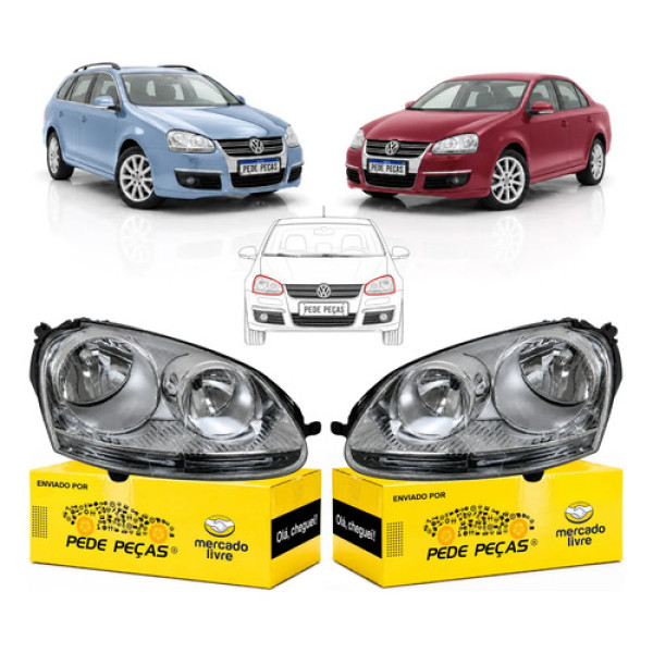 Par Farol Vw Jetta Variant 2007 2008 2009 Mascara Cromada Ambos Lados