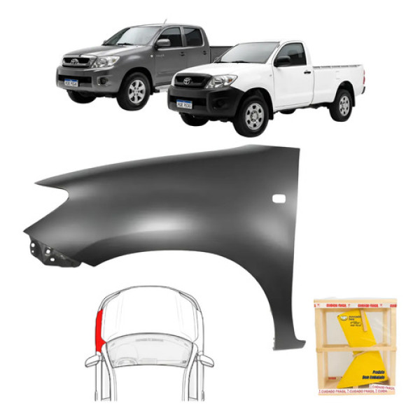 Paralama Esquerdo Toyota Hilux 2006 07 A 2011 S/furo Moldura