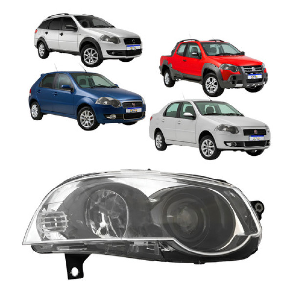 Farol Fiat Strada 2009 A 2020  Siena 2009 A 2012 Direito  Direito/passageiro
