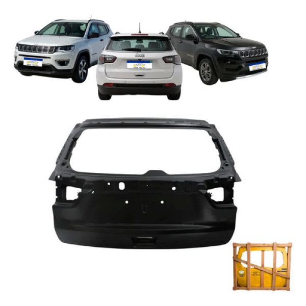 Tampa Traseira Jeep Compass 2017 18 19 20 21 22 23 24 25 26 Preto Liso Para Pintura