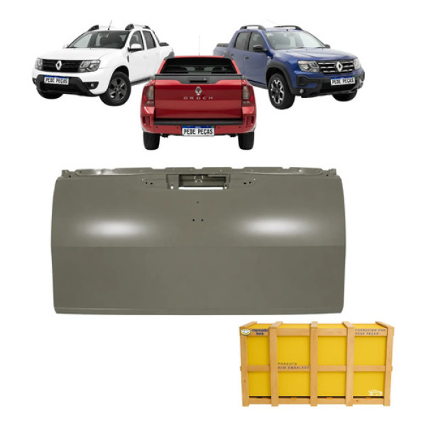 Tampa Traseira Caçamba Renault Oroch 2015 A 22 23 24 25 2026 Cinza Para Pintura