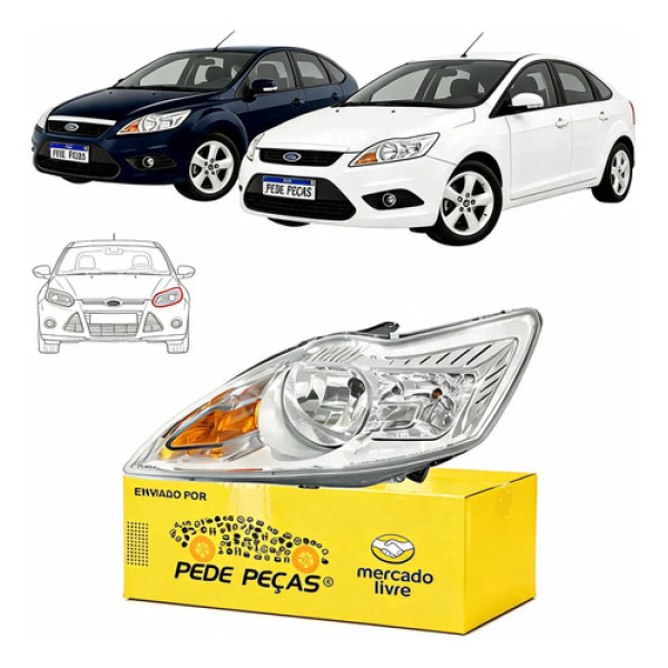 Farol Ford Focus 2009 2010 2011 2012 2013 2014 Cromado Novo