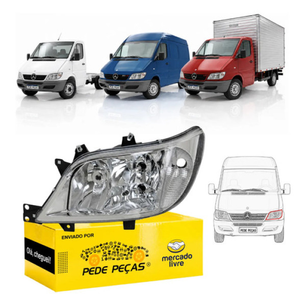 Farol Mercedes Sprinter 311 313 413 2003 2004 2005 A 2012 Le Esquerdo/motorista