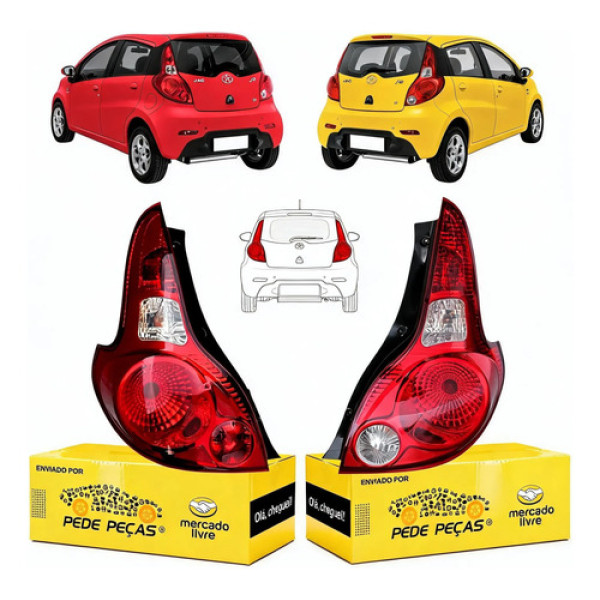 Par Lanterna Traseira Jac J2 2012 A 2016 C/soquete Jetflex Ambos Lados Vermelho