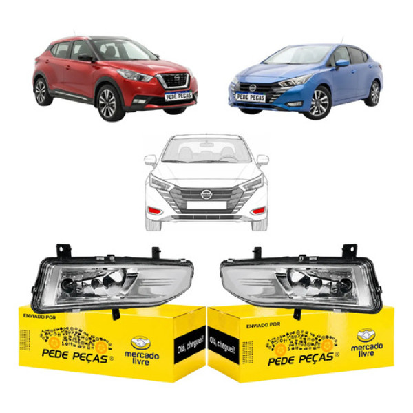 Par Farol Milha Auxiliar Kicks 2017 A 2021 Versa 2022 A 2026 Cristal Par